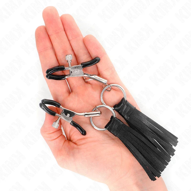 KINK - PINZAS PARA PEZONES CON BORLAS DE POLIPIEL 6 CM - Nuvica