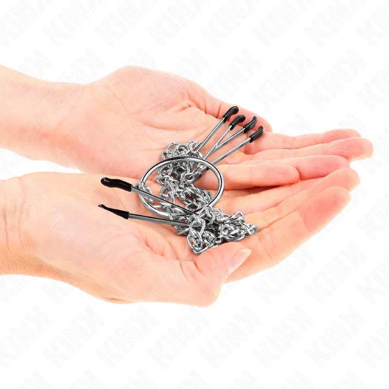 KINK - PINZAS PARA PEZONES Y CLÍTORIS CON CADENA 30 CM MODELO 1 - Nuvica