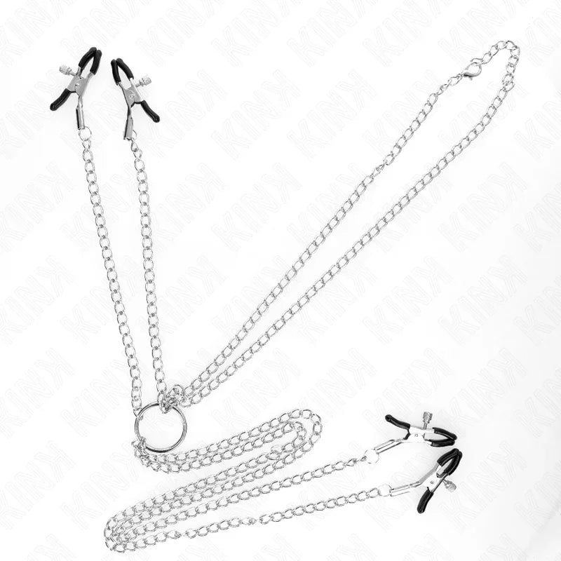 KINK - PINZAS PARA PEZONES Y CLÍTORIS 4 ENGANCHES AJUSTABLE PLATEADO - Nuvica
