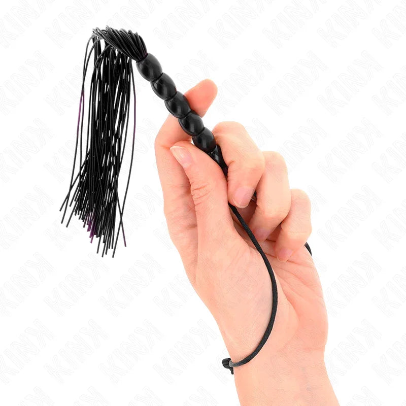 KINK - MINI LÁTIGO DE SILICONA CON AGARRE 6 BOLAS NEGRO 26 CM - Nuvica