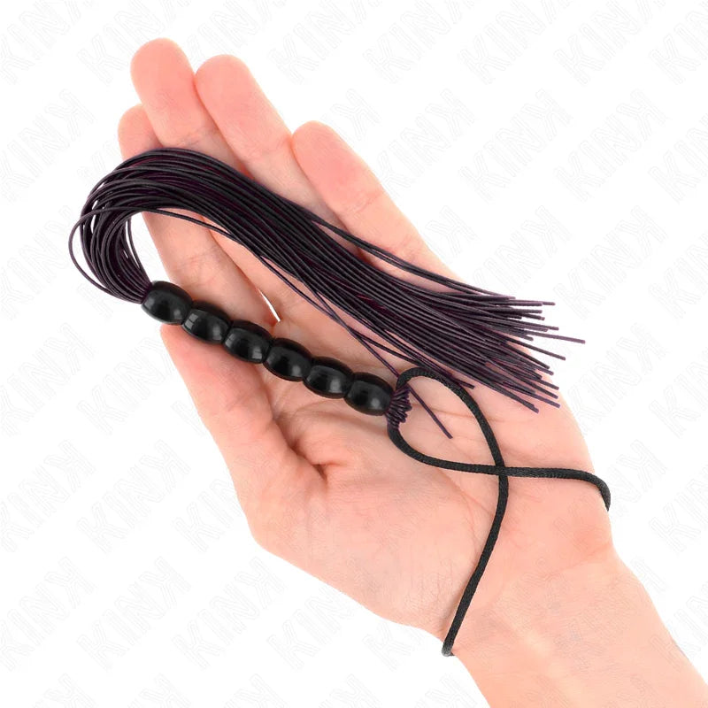 KINK - MINI LÁTIGO DE SILICONA CON AGARRE 6 BOLAS NEGRO 26 CM - Nuvica