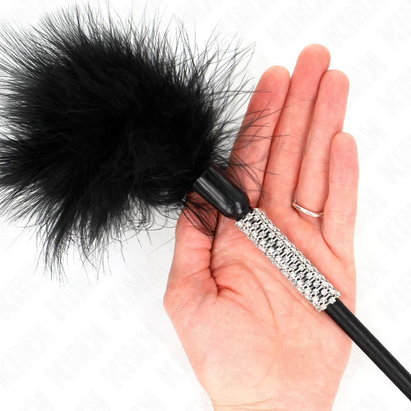 KINK - PLUMAS PARA COSQUILLAS CON MANGO DE DIAMANTES DE IMITACIÓN 50 CM - Nuvica