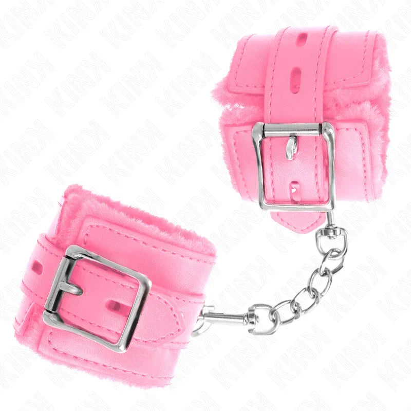 KINK - MUÑEQUERAS FORRADAS CON AGUJEROS CUADRADOS ROSA Y CORREA ROSA AJUSTABLE 17-29 CM X 6 CM - Nuvica