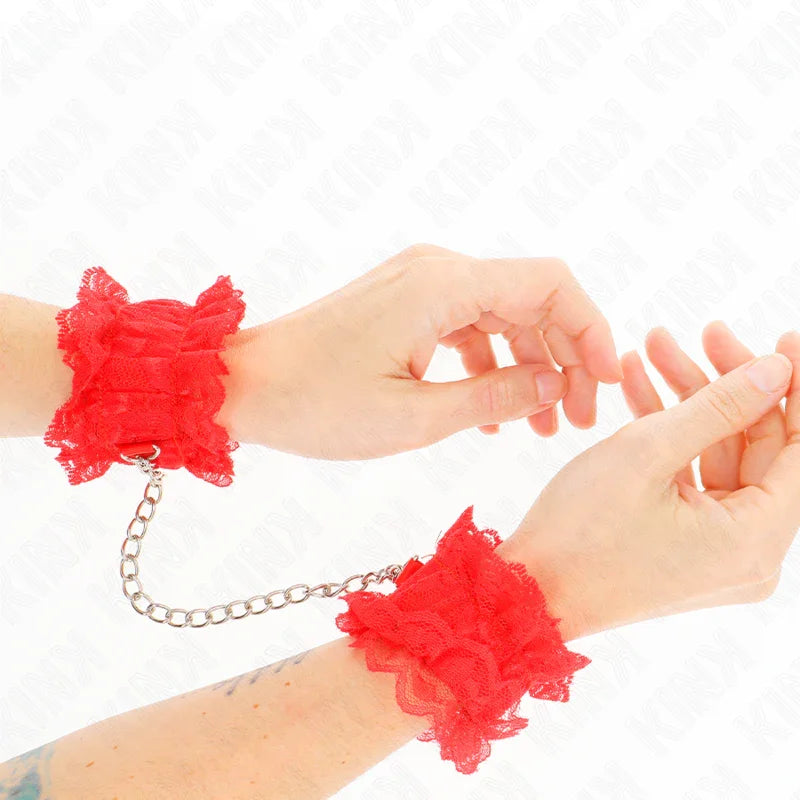KINK - MUÑEQUERAS ELÁSTICAS DE ENCAJE ROJO - Nuvica