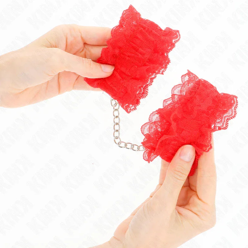 KINK - MUÑEQUERAS ELÁSTICAS DE ENCAJE ROJO - Nuvica