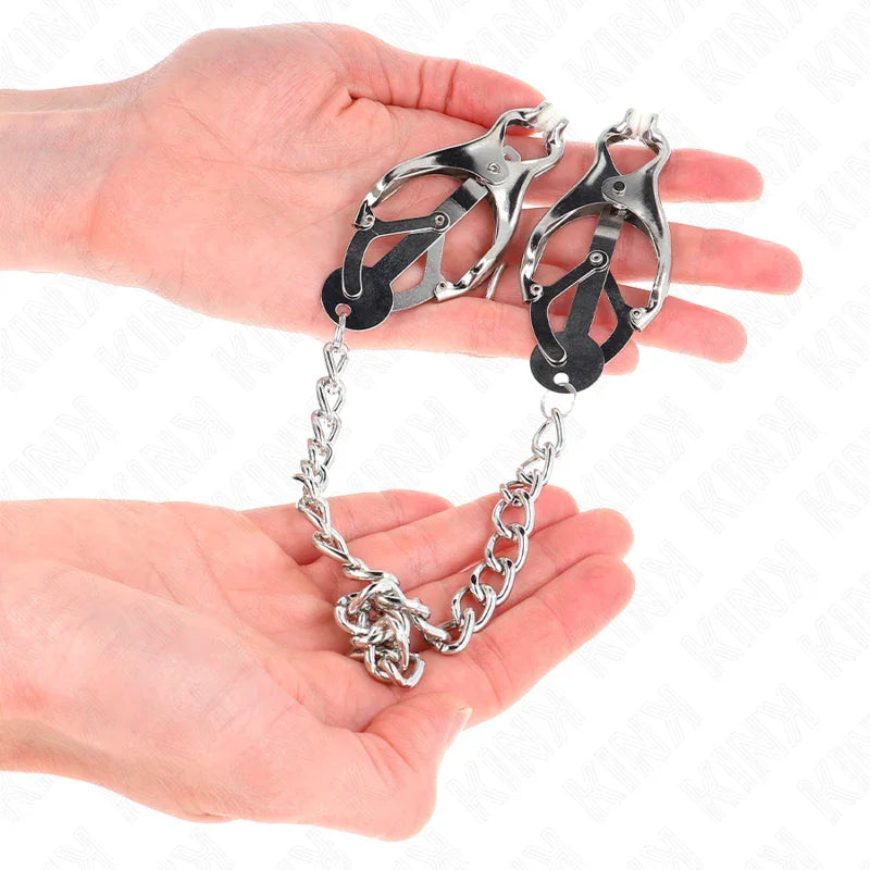 KINK - PINZAS PARA PEZONES ESTILO JAPONÉS CON CADENA PLATEADO 30 CM - Nuvica