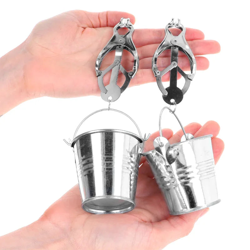 KINK - PINZAS PARA PEZONES ESTILO JAPONÉS CON CUBOS PLATEADO - Nuvica