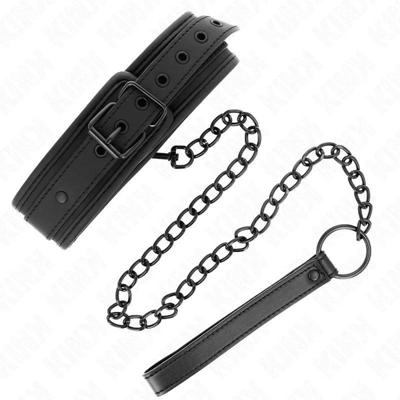 KINK - COLLAR CON CORREA 78 CM BONDAGE DE NEOPRENO MODELO 1 AJUSTABLE 37.5 X 49.5 CM - Nuvica