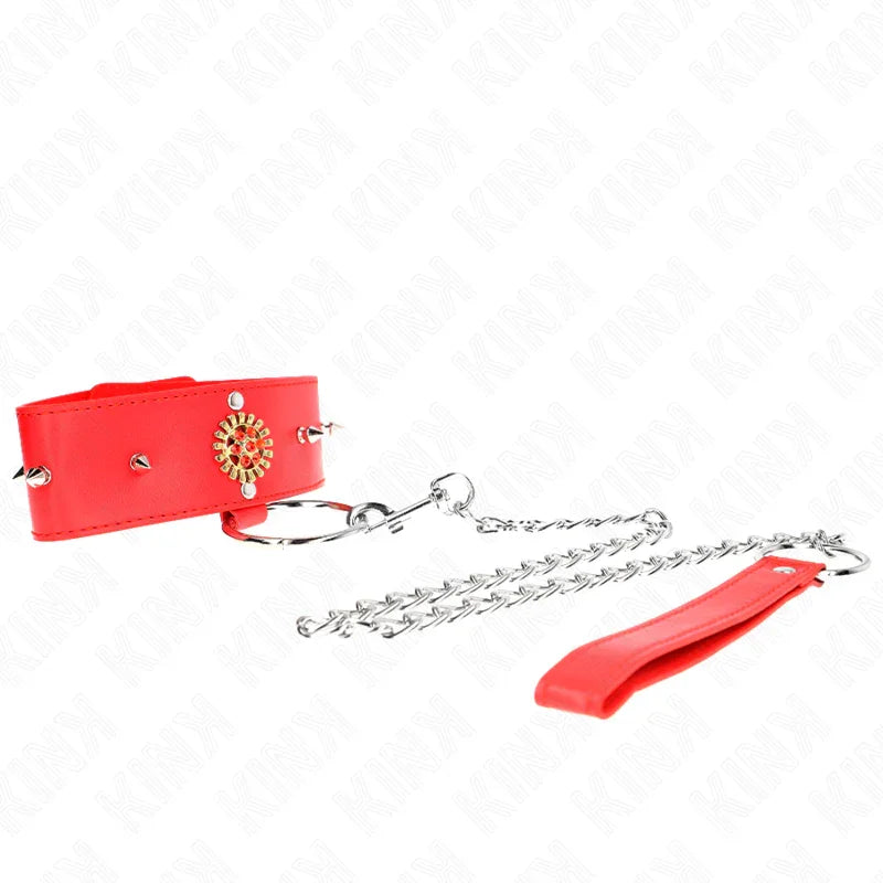 KINK - COLLAR CON CORREA 65 CM CUELLO DE DIAMANTES ROJO AJUSTABLE 35-51 CM X 7 CM - Nuvica