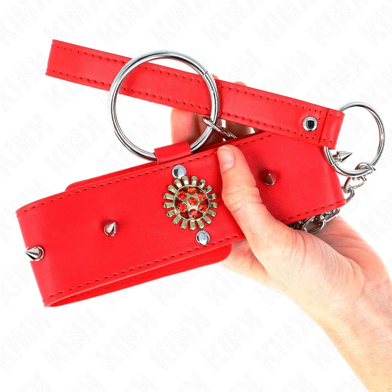 KINK - COLLAR CON CORREA 65 CM CUELLO DE DIAMANTES ROJO AJUSTABLE 35-51 CM X 7 CM - Nuvica