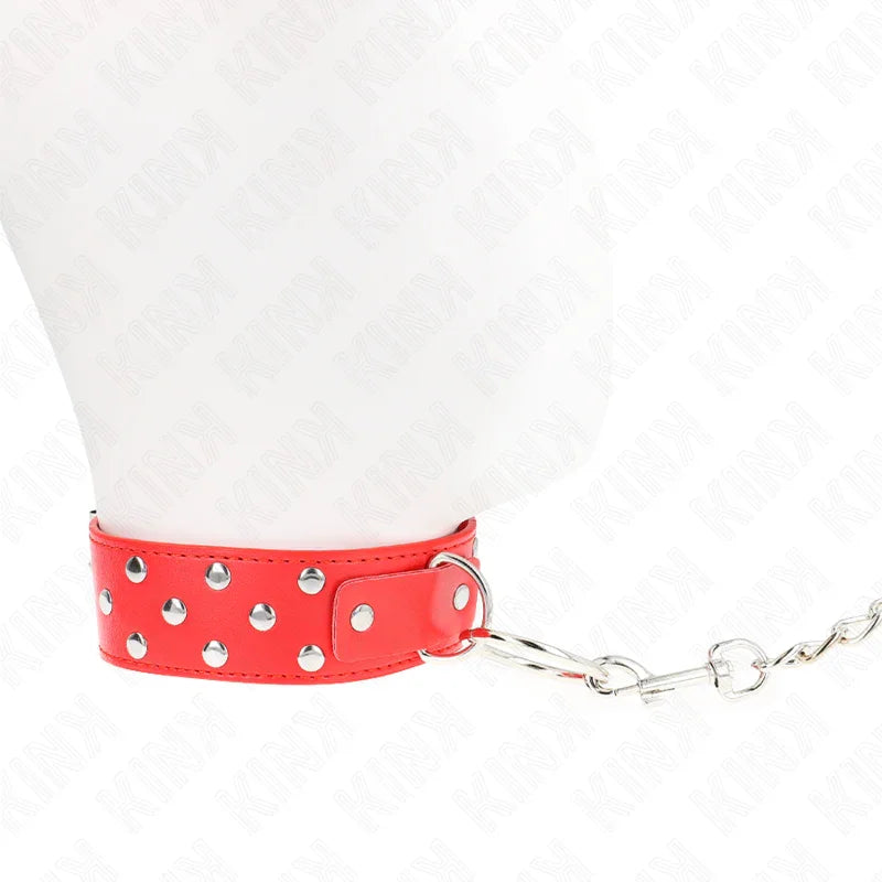 KINK - COLLAR CON CORREA 65 CM REMACHE ANILLA ROJO AJUSTABLE 36-50 CM X 3.8 CM - Nuvica