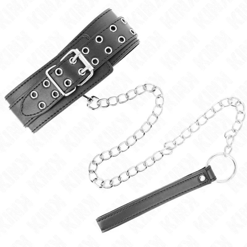 KINK - COLLAR CON CORREA 65 CM HEBILLAS PLATEADAS AJUSTABLE 33-46 CM X 5.5 CM - Nuvica