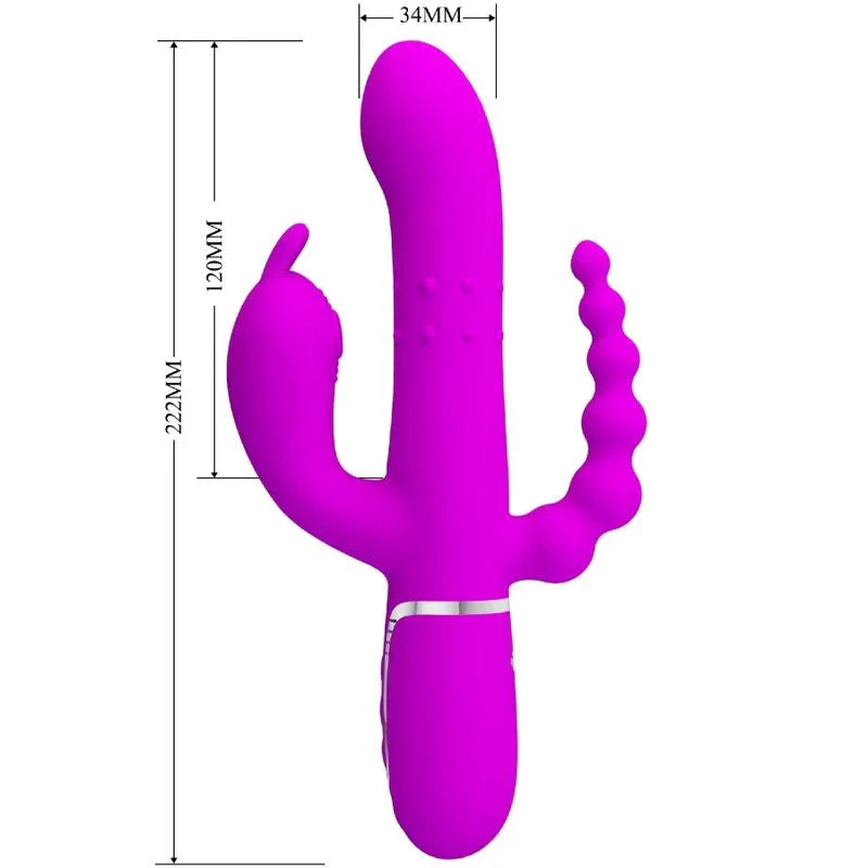 PRETTY LOVE - CAMMY TRIPLE VIBRADOR MULTIFUNCIÓN 4 EN 1 ROSA - Nuvica