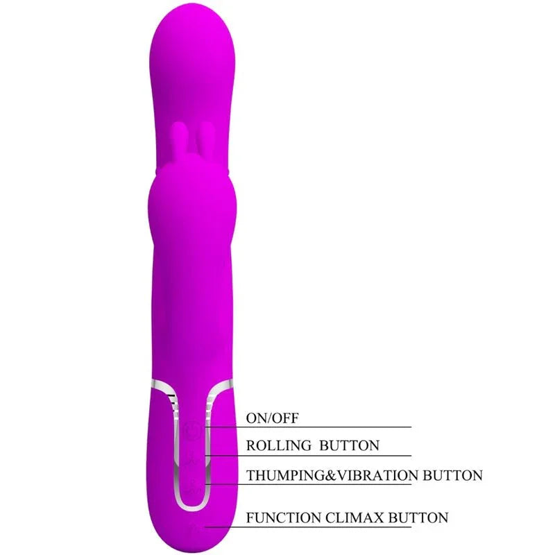 PRETTY LOVE - CAMMY TRIPLE VIBRADOR MULTIFUNCIÓN 4 EN 1 ROSA - Nuvica