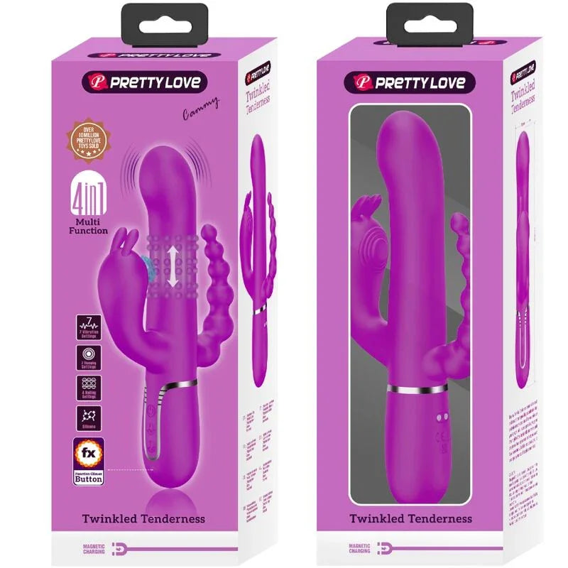 PRETTY LOVE - CAMMY TRIPLE VIBRADOR MULTIFUNCIÓN 4 EN 1 ROSA - Nuvica