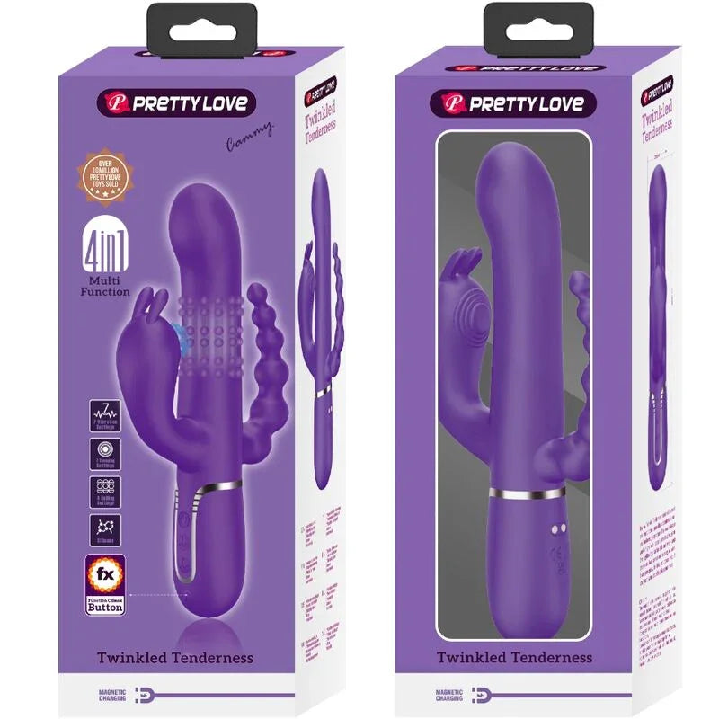 PRETTY LOVE - CAMMY TRIPLE VIBRADOR MULTIFUNCIÓN 4 EN 1 MORADO - Nuvica