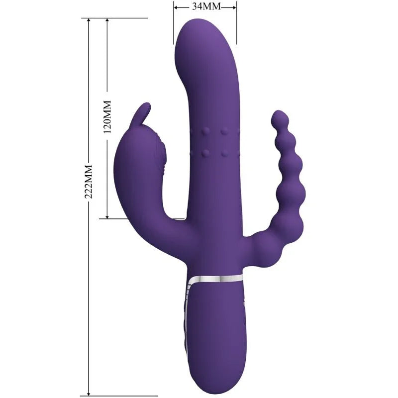 PRETTY LOVE - CAMMY TRIPLE VIBRADOR MULTIFUNCIÓN 4 EN 1 MORADO - Nuvica