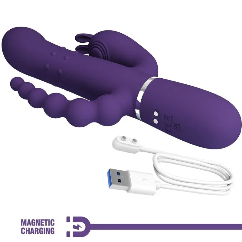 PRETTY LOVE - CAMMY TRIPLE VIBRADOR MULTIFUNCIÓN 4 EN 1 MORADO - Nuvica