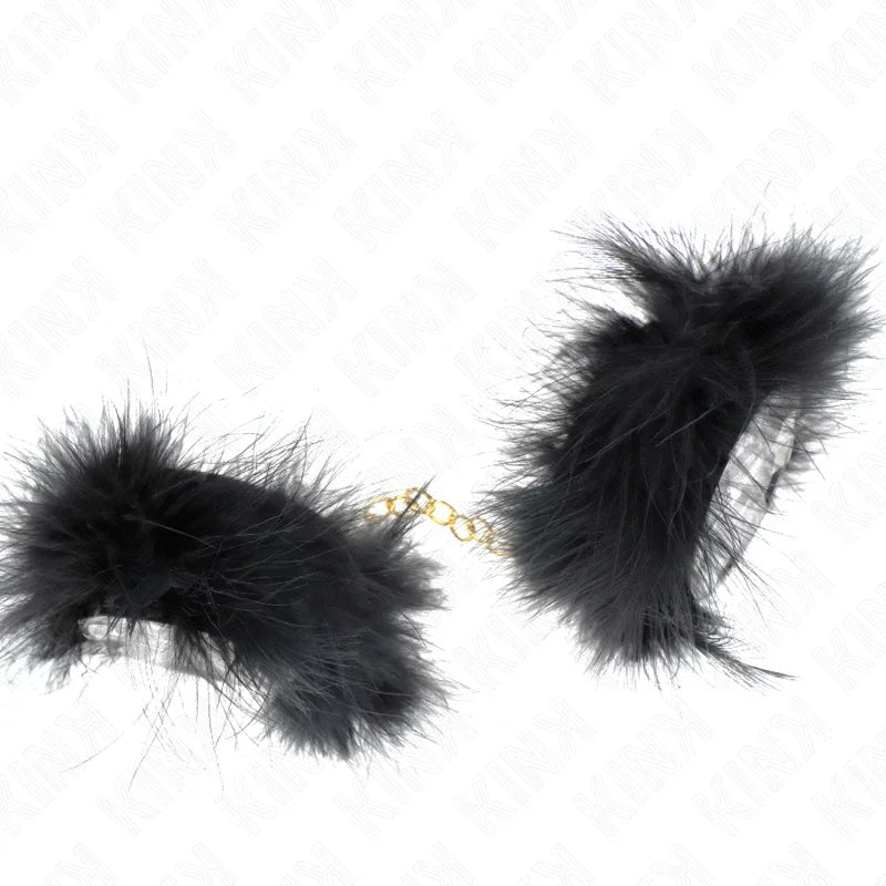 KINK - ESPOSAS DE PLUMAS NEGRO CON CADENA DORADA MODELO 2 - Nuvica