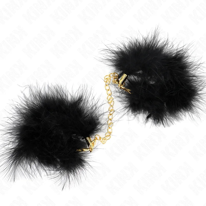 KINK - ESPOSAS DE PLUMAS NEGRO CON CADENA DORADA MODELO 2 - Nuvica