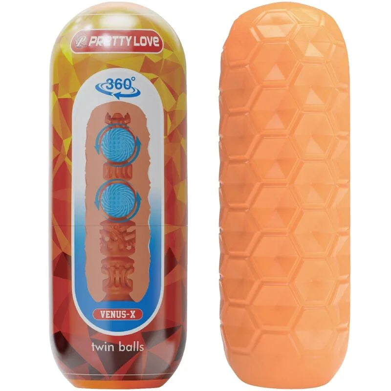 PRETTY LOVE - TWIN BALLS MASTURBADOR MASCULINO NARANJA - Nuvica