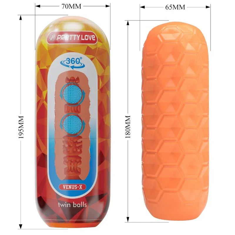 PRETTY LOVE - TWIN BALLS MASTURBADOR MASCULINO NARANJA - Nuvica