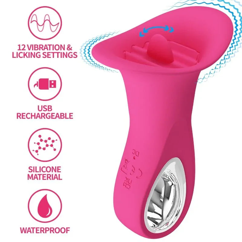 PRETTY LOVE - CLYDE VIBRADOR ORAL LENGUA VIBRADORA 12 VIBRACIONES ROSA - Nuvica