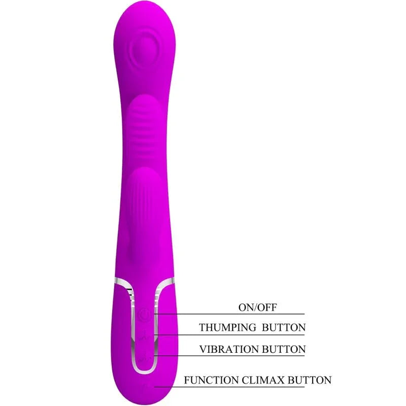 PRETTY LOVE - SHANIA TRIPLE VIBRADOR RABBIT MULTIFUNCIÓN ROSA - Nuvica