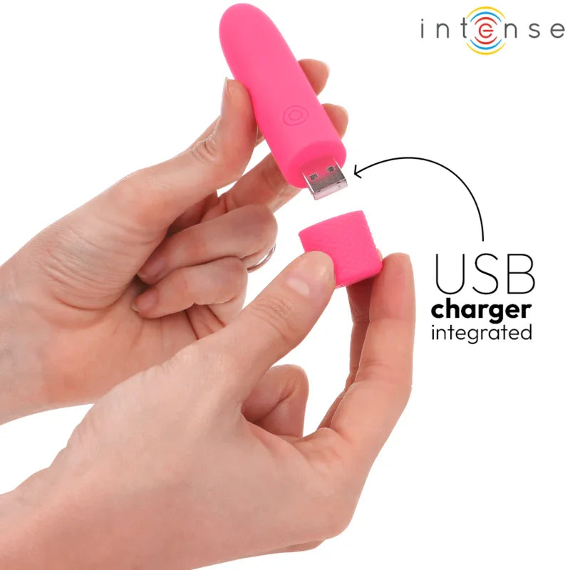 INTENSE - SYMONE BALA VIBRADORA RECARGABLE POR USB 8 VIBRACIONES ROSA 10 X 2.2 CM - Nuvica