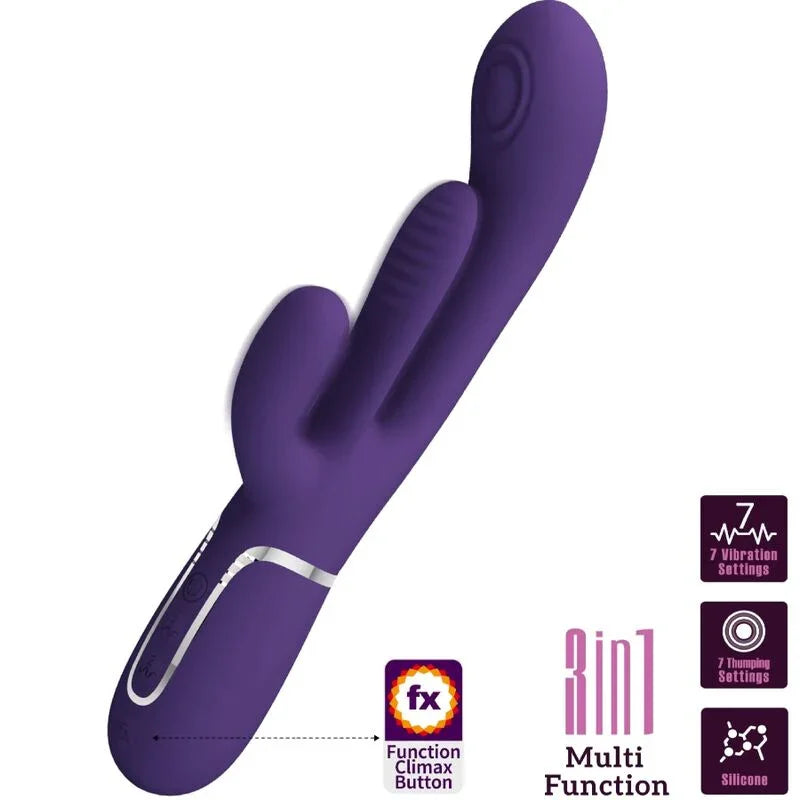 PRETTY LOVE - SHANIA TRIPLE VIBRADOR RABBIT MULTIFUNCIÓN MORADO - Nuvica
