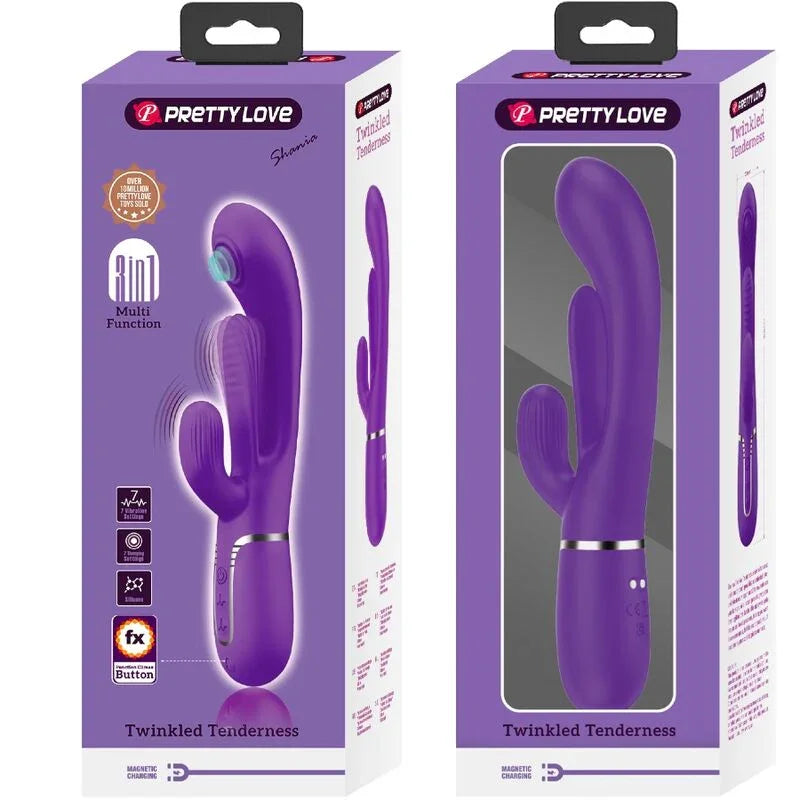 PRETTY LOVE - SHANIA TRIPLE VIBRADOR RABBIT MULTIFUNCIÓN MORADO - Nuvica