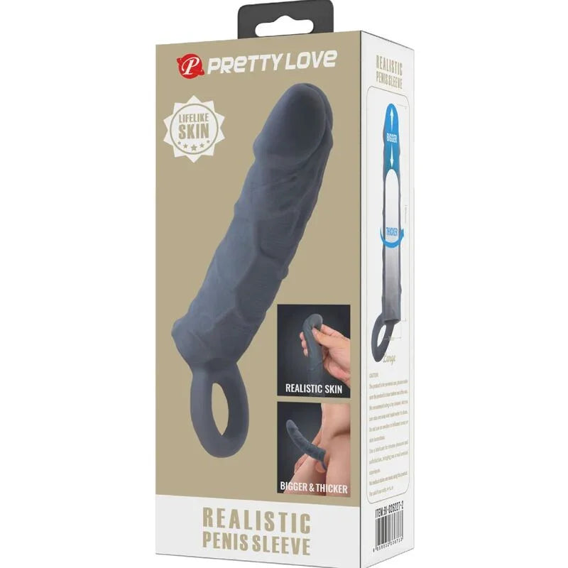 PRETTY LOVE - FUNDA DE PENE DE PIEL REALÍSTICA GRIS OSCURO - Nuvica