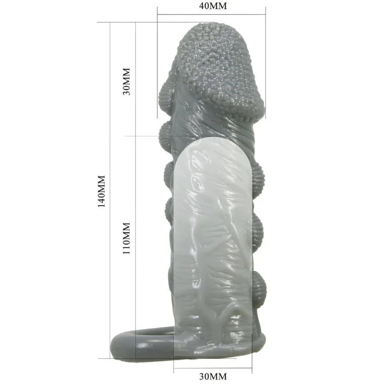 PRETTY LOVE - FUNDA REALÍSTICA ALARGADORA Y RETARDANTE PARA PENE GRIS - Nuvica