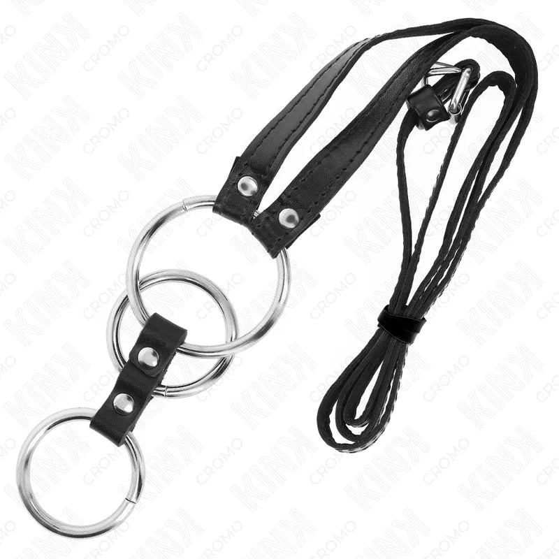 KINK - ANILLO PENE METAL TRIPLE 3.8 CM A 5 CM CON CINTURÓN POLIPIEL 112 CM - Nuvica