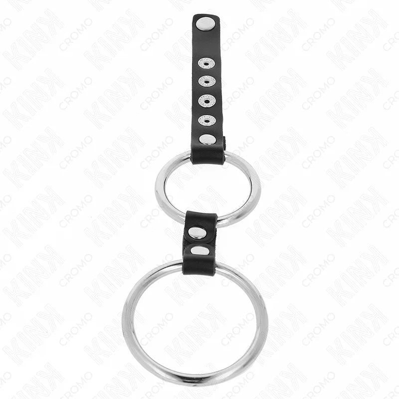 KINK - ANILLO PENE METAL DOBLE 3.8 CM A 5 CM CONECTADOS CON CUERO - Nuvica