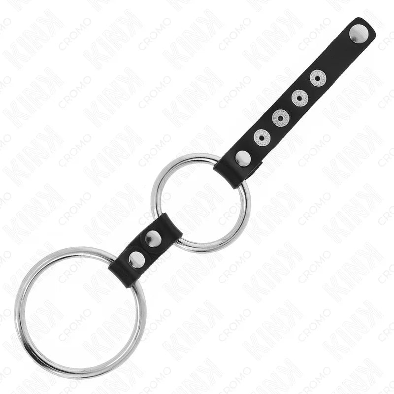 KINK - ANILLO PENE METAL DOBLE 3.8 CM A 5 CM CONECTADOS CON CUERO - Nuvica
