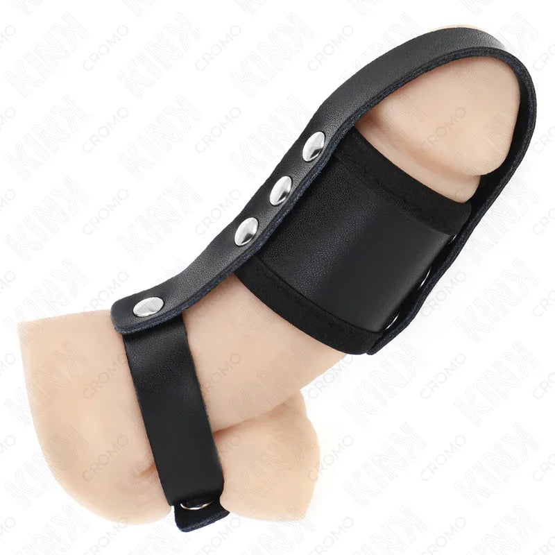 KINK - ANILLO JAULA PENE CUERO CON CORREA DIVISORIA DE BOLAS RECUBIERTO AJUSTABLE - Nuvica