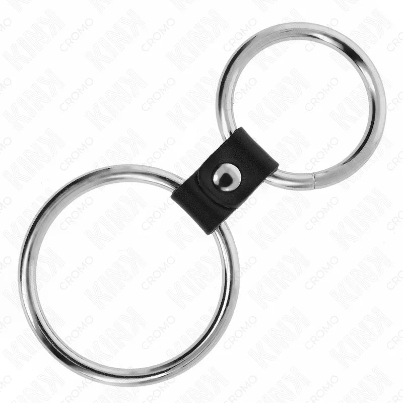KINK - ANILLO PENE DOBLE METAL 3.7 CM A 5 CM CONECTADOS POR CORREA POLIPIEL MODELO 1 - Nuvica