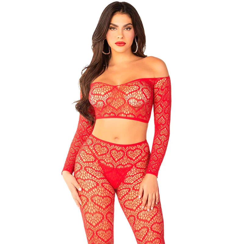 LEG AVENUE - CROP TOP + MEDIAS ROJO TALLA ÚNICA - Nuvica
