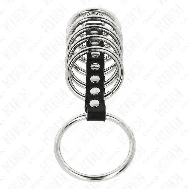 KINK - 7 ANILLOS PENE METAL 3.2 CM A 5 CM CONECTADOS POR POLIPIEL - Nuvica