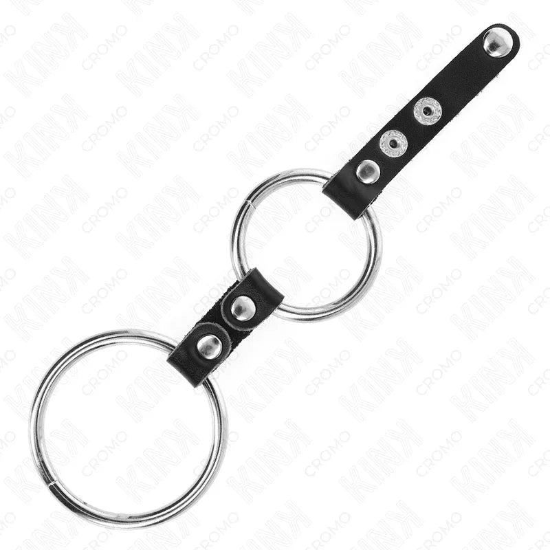 KINK - ANILLO PENE DOBLE 3.8 CM A 5 CM CONECTADOS POR CUERO - Nuvica