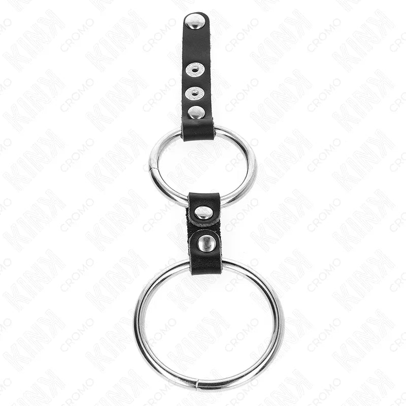 KINK - ANILLO PENE DOBLE 3.8 CM A 5 CM CONECTADOS POR CUERO - Nuvica