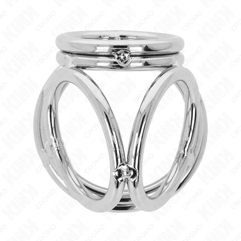 KINK - ANILLO PENE TRIPLE METAL CROMADO 3.8 CM A 5 CM MODELO 1 - Nuvica