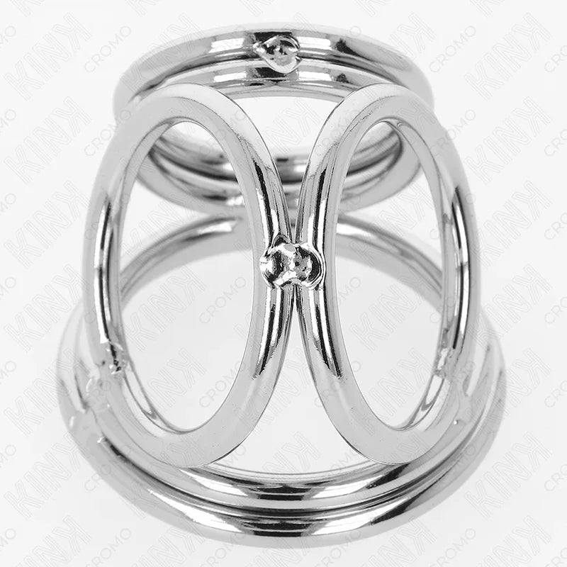 KINK - ANILLO PENE TRIPLE METAL CROMADO 3.8 CM A 5 CM MODELO 1 - Nuvica
