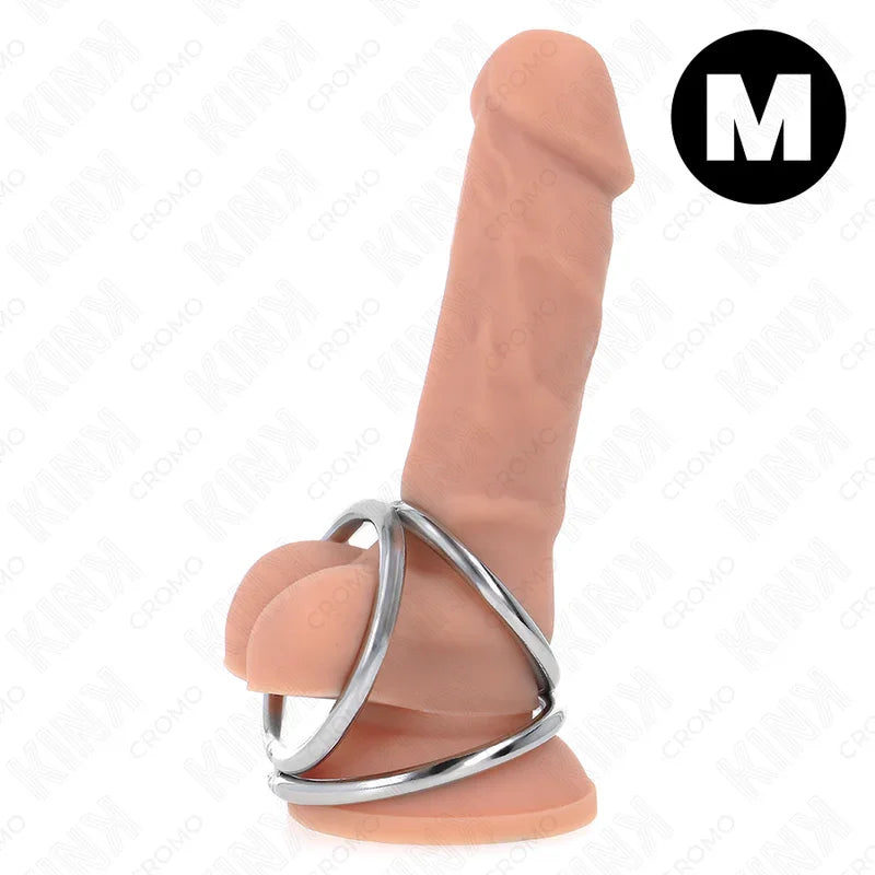 KINK - ANILLO PENE TRIPLE METAL CROMADO 3.8 CM A 5 CM MODELO 2 - Nuvica