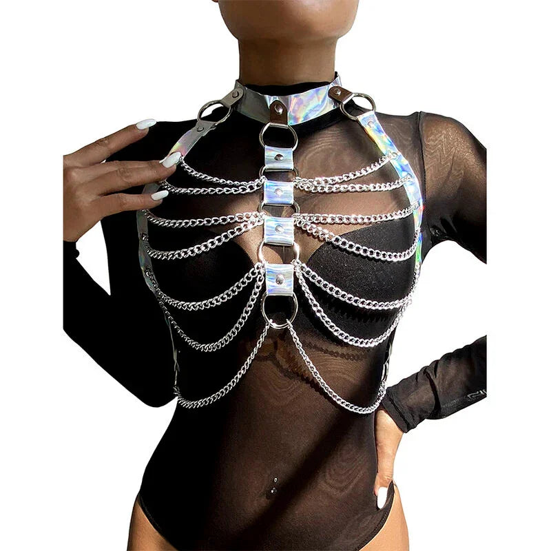 SUBBLIME - 953737 ARNÉS DE PECHO CON ANILLOS Y CADENAS PLATA TALLA ÚNICA - Nuvica