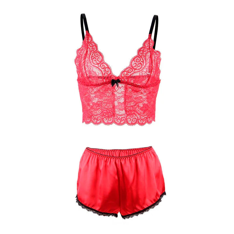 SUBBLIME - 953904 SET 3 PIEZAS ENCAJE Y SATEN ROJO L/XL - Nuvica