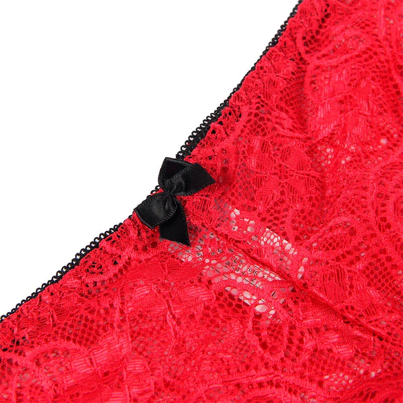 SUBBLIME - 953904 SET 3 PIEZAS ENCAJE Y SATEN ROJO L/XL - Nuvica