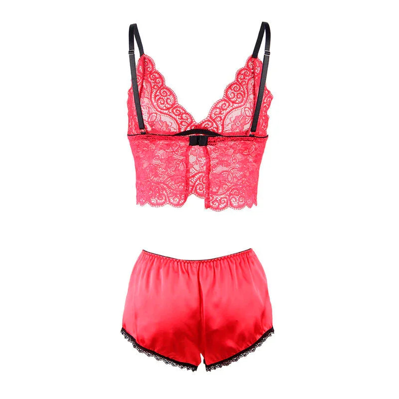 SUBBLIME - 953904 SET 3 PIEZAS ENCAJE Y SATEN ROJO L/XL - Nuvica