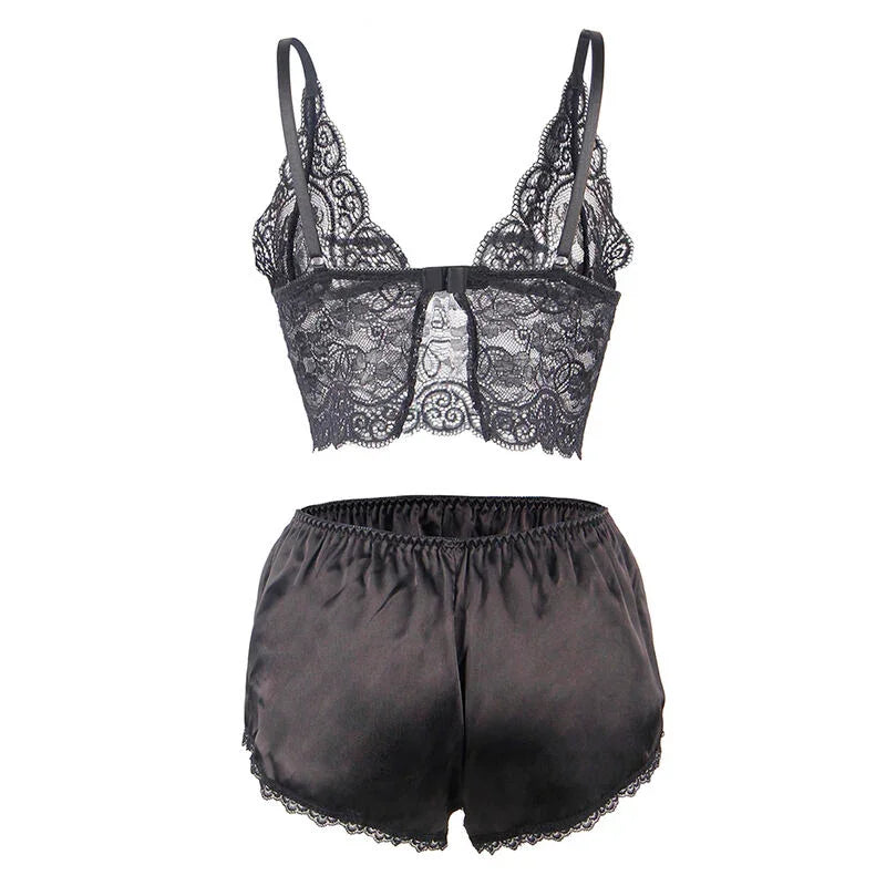 SUBBLIME - 953911 SET 3 PIEZAS ENCAJE Y SATEN NEGRO S/M - Nuvica